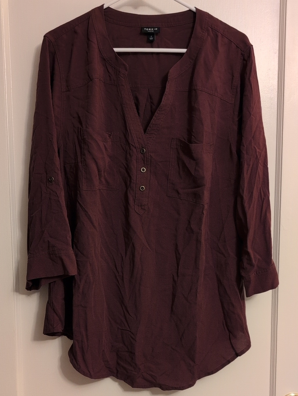 torrid Plum Henley Tunic Blouse